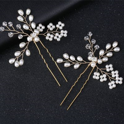 3 piece White Leave Design Handmade Bridal Wedding Hairpins - Click Image to Close